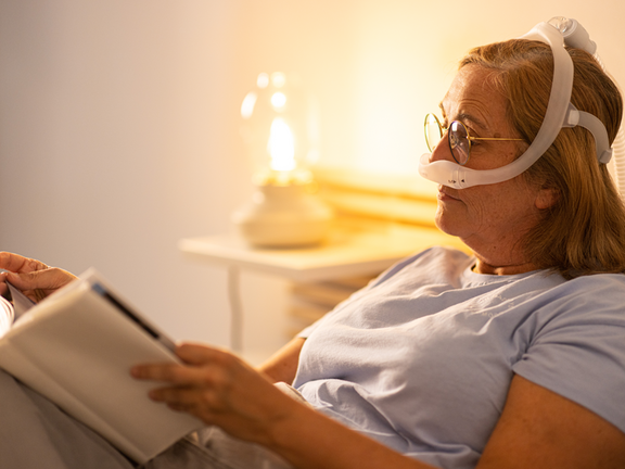 Obstructive sleep apnea in adults - patient reading (female) 2